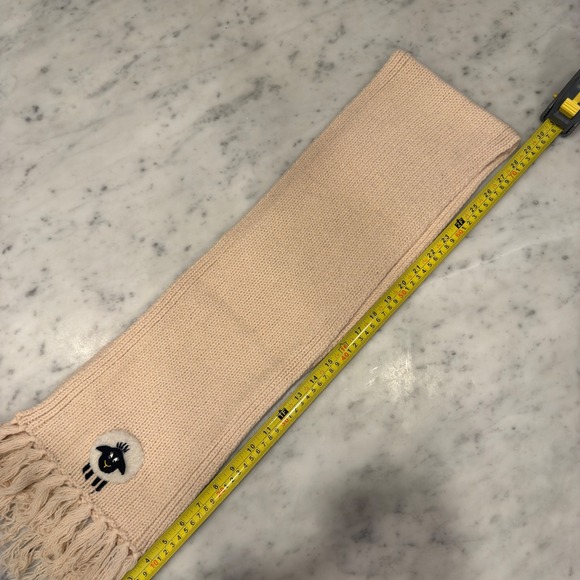 Irelandseye 100% Pure New Lambswool Scarf Pink Sheep Applique Fringe - Picture 2 of 6